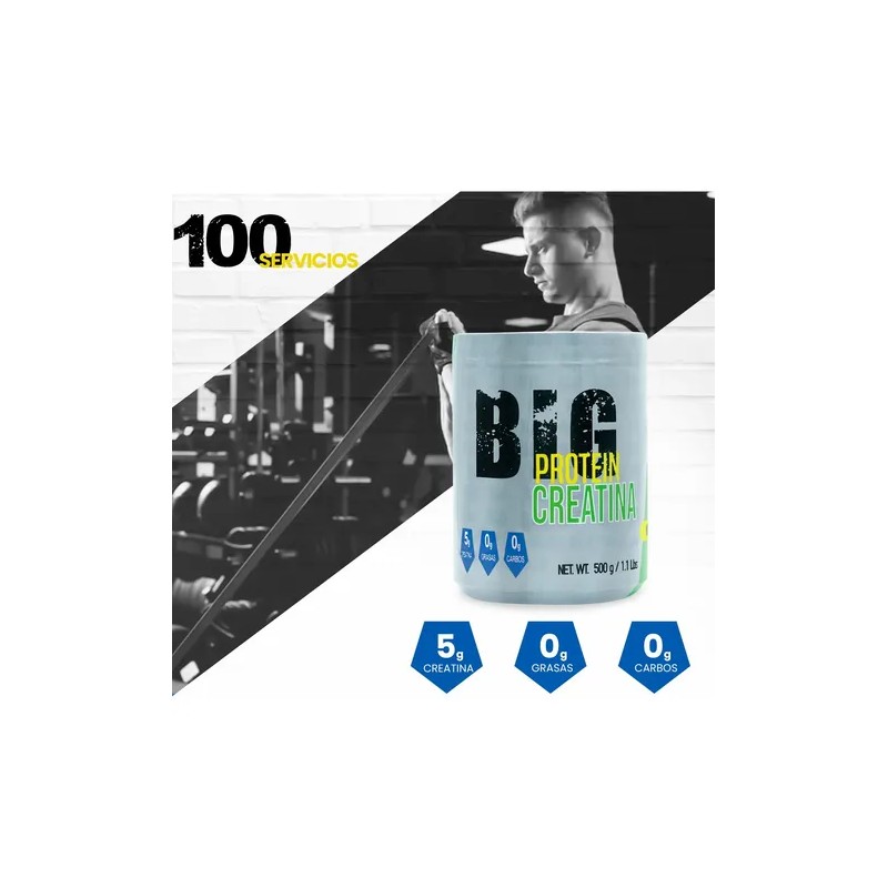 Creatina Monohidratada 500 Gramos Big Protein 100 Servicios