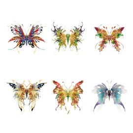 Microworld 3D Metal Puzzle, 6 Styles Wish Butterfly Metal Model Kit, Family Blessing Lucky Symbol Home Decor Collection DIY Metal Earth Brain Teaser Toys Gift- (6Pc/Set)