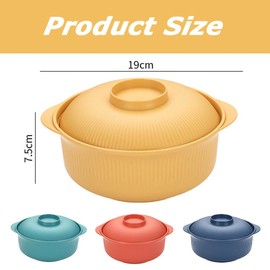 4 Pcs Reusable Striped Ramen Bowls with Lids, Large Noodle Soup Bowls, Portable Spicy Hot Rice Bowl, Bowl Perfect for Home Office Dorm ﻿