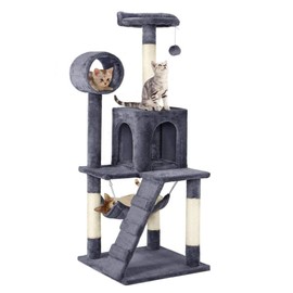 Yaheetech Cat Tree Tower Kitten Condo Scratching Post with Hammock Tunnel 51in