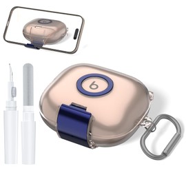 Transparent TPU Case for Beats Powerbeats Pro 2, 360° Drop Protection, with Ring Track Knot, Includes Cleaning Pen, Stylish and Practical (Transparent Grey)