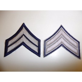 1005p WW2 US Army & Air Force Rank Chevron Corporal  Silver/Blue Pair R1A