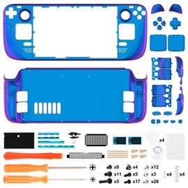 eXtremeRate Chameleon Purple Blue Faceplate Back Plate Shell for Steam Deck, Handheld Console Replacement Housing Case, Custom Full Set Shell with Buttons for Steam Deck LCD - Console NOT Included