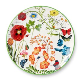 Greenhouse 11-Inch Dinner Plates, Set of 4, Botanical Floral Design with Butterflies & Dragonflies, Durable Ceramic, Dishwasher & Microwave Safe, Elegant Plates for Everyday & Entertaining