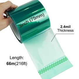 CHUANGSEED Heat Resistance Tape for Resin Molds, Powder Coating, Circuit Borads, Adhesive Residue-Free High Temp Masking Tape Epoxy Release -3inches x 66m（216FT）