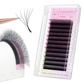 ANNAFRIS 6D W Lash Extension Premade Fan Lashes 0.07 C 8mm Russian Volume Eyelashes Pre Made 6D W Lash Matte Black False Lashes(8mm, 0.07 C)