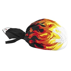 Doo Rag Black Flames Head Wrap with Sweatband Durag Bandana Pirate Hat
