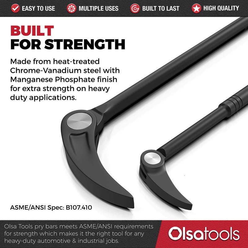 Olsa Tools 2pc Indexing Pry Bar | Heavy Duty 10