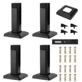 Noliven 4 Pcs Black Square Glass Railing Spigots, 304 Stainless Steel Fence Clip, Glasses Balustrade, Glass Clamp Kit for Balcony Deck Pool, Stairs Indoor and Outdoor, Matte Black