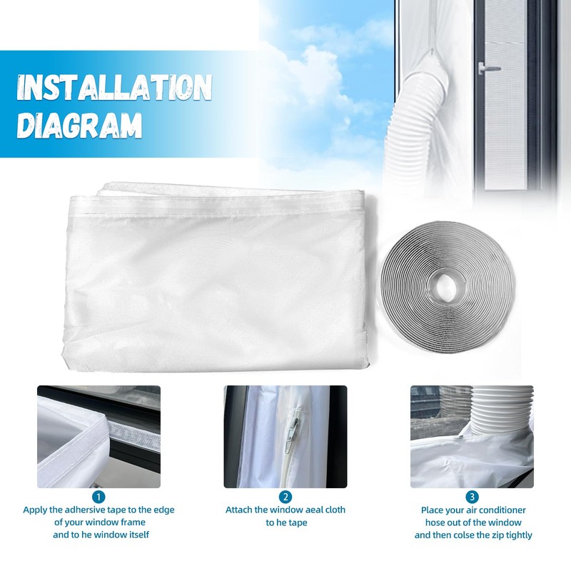 COOWIZ Portable Air Conditioner Window Kit，Ac Window Seal Kit 400cm，Ac