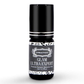 Ultra Strong, Ultra Fast Dry Eyelash Extension, Glam Ultra Expert, Semi-Permanent Eyelashes, Dry Time 1-2 Seconds / Lasts Up to 7-8 Weeks / Latex Free