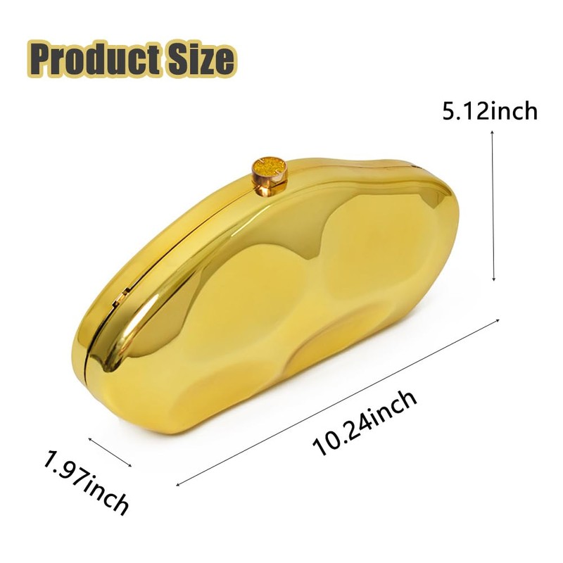 Acrylic Shell Clutch Purse for Women Green Metallic Bag Unique