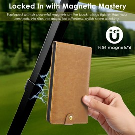 Femlotank Leather Golf Scorecard Holder Gold Club Bag Accessories Beige