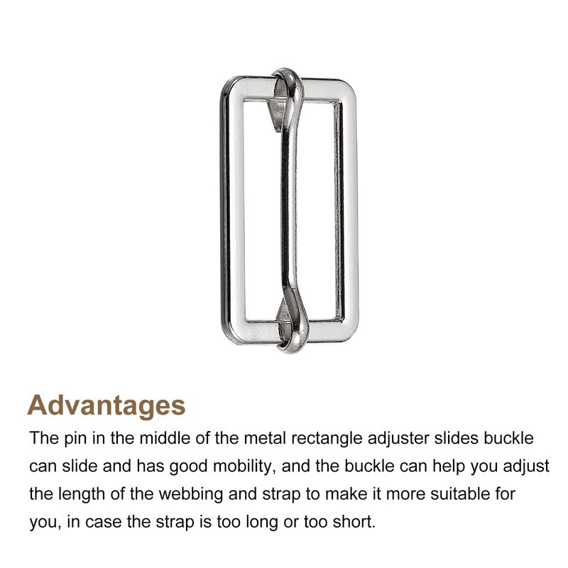 sourcing map Sliding Buckles Metal Rectangle Adjuster Triglides, Silver tone