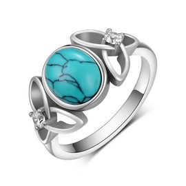 Turquoise Ring for Women 925 Sterling Silver Celtic Knot Ring Western Jewelry for Woman Girl Mom Wife Birthday Anniversary
