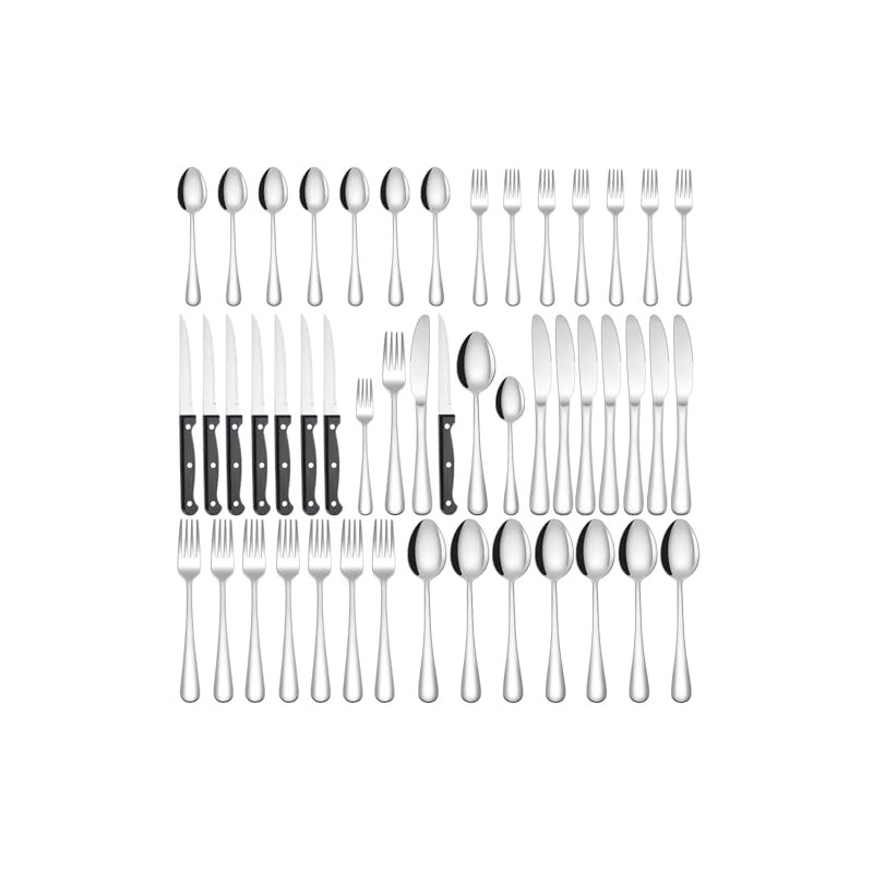 MYDEAR Cubiertos de Acero Inoxidable, 24/48piezas Opcional, con Cuchillo de