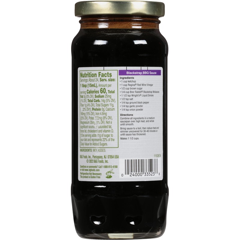 Brer Rabbit Unsulphured Molasses, Blackstrap, 12 Ounce