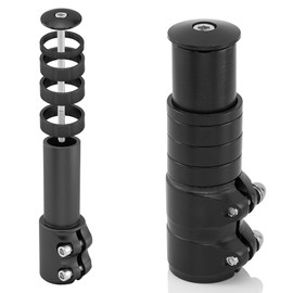 MidGard Bicycle Stem Extension, Ahead Stem Adapter for 1 1/8 (Diameter 28.6 mm), Lightweight Aluminium Alloy Handlebar Riser for MTB Trekking E-Bike Includes 4 Spacers Black