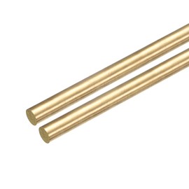 MECCANIXITY Brass Round Rods, 15/32 Inch Brass Solid Round Rod Lathe Bar Stock, 12mmx150mm Brass Rod for Drift Punches Various Shaft DIY Craft Model Plane Ship Cars, Pack of 2