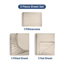 3 Piece Twin Sheet Set | 400 Thread Count | Twin Bed Sheets Set | Lightweight Breathable 100% Cotton Sheets | Wrinkle Resistant & Fade Resistant Sateen Sheets | Silky Soft & Durable | Ivory