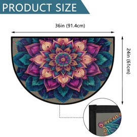 Mandala Retro Half Round Door Mat Semi Moon Rug Fireplace Carpet Area Rugs