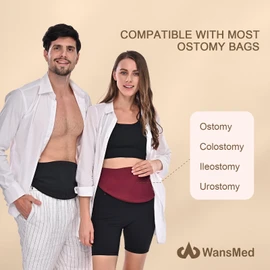 WansMed Colostomy Bag Covers for Men and Women, Stealth Belt for Sports and Daily Life, Colostomy Supplies, Red, Medium