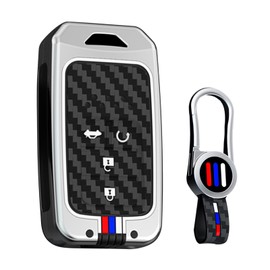 ontto Key Shell Fit for Honda 4-Button,Solid Car Key Cover with Fluorescent Strips for Civic Accord Pilot CRV HRV CRZ Fit Odyssey JED Crosstour Ridgeline Crider Spirior,Silver