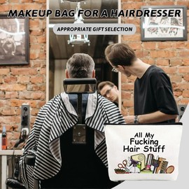 Sudaporn Hair Stylist Makeup Bag Hair Tools Stuff Travel Bags for Hairdresser Cosmetology Student Gift Women Men Hairstylist Traveling Zipper Bag Canvas Makeup Cosmetics Storage Pouch Organiser