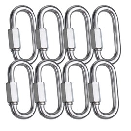M6 Quick Links,Alele 8Packs Stainless Steel Chain Links Connector,Heavy Duty D Shape Locking Looks for Carabiner, Hammock, Camping and Outdoor Equipment (M6 Quick Links 8pack)