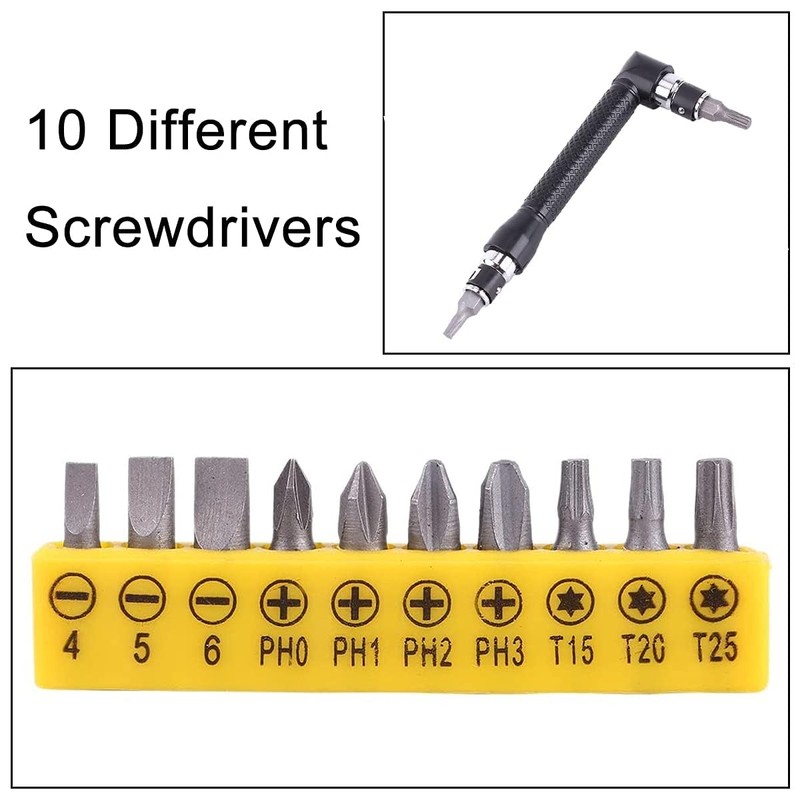 wirepool Double-Headed L-Shaped Socket Wrench Extension Handle Screwdriver 1/4'' Hex