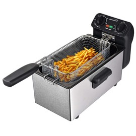 Brentwood DF-730S 1500w 3L / 12-Cup Electric Stainless Steel Deep Fryer with Adjustable Temperature and Odor Free Filter, Dishwasher Safe Removable Basket, Enamel Pot, and Lid with Viewing Window