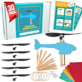 Rubber Band Helicopter Kit – Build 30 DIY Propeller-Powered Helicopters, Complete STEM Project for Kids with Instructions