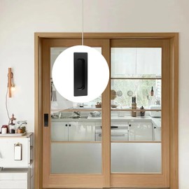 XXHUO Sliding Door Handles, 2 Pack Stainless Steel Recessed Flush Door Handles Door Pull Handle for Pocket Kitchen Wardrobe Dresser Barn Closet Door Cupboard Cabinet Matte Black