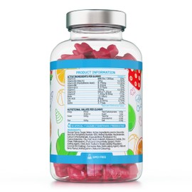 Kids/Childrens Vitamins - 60 Multivitamin & Minerals Gummies - Natural Berry Flavour Packed with Essential Nutrients - Vegan & Free of Artificial Sweeteners – 2 Months Supply – UK Made