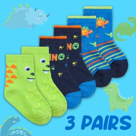 Metzuyan Newborn Baby Boys Socks Toddler Cotton Rich Dino Truck Car Striped Monster 0-0