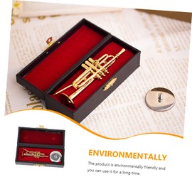 Zerodeko 1 Set Miniature Trumpet Model with Base and Storage Box Realistic Design for Home Decor Collectibles Teaching and Photography Props for Music Lovers
