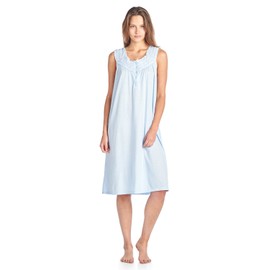 Casual Nights Women's Fancy Lace Trim Sleeveless Nightgown - Dot Blue - X-Large