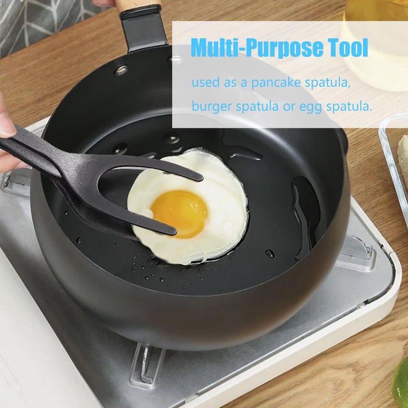 LIAMGUS Black Fried Egg Flipper, 2 in 1 Spatula, Egg