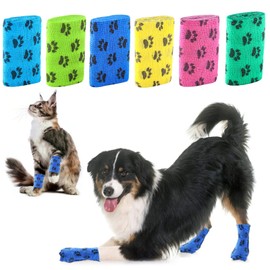 Dog Paw Protectors, Disposable Dog Shoes, Outdoor Dog Socks Anti Slip, Self Adhering Bandage, 6 Rolls (L)