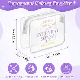 Funny Gifts for Friends Adult Humor Clear Makeup Bag with Zipper Sarcastic Gifts for Adult Sister Being a Functional Adult Everyday Seems a Bit Excessive Cosmetic Travel Bag Organizer