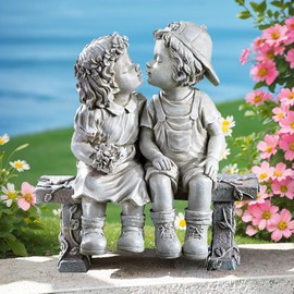 pandaxing Garden First Kiss Statues Outdoor Decorative, Funny Art Yard Decor Sculpture Flower Bed, Patio Figurine Lawn Ornament for Porch Bookshelf Women Gift