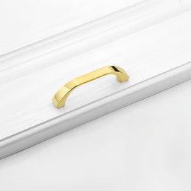 BOZONLI Handles for Kitchen Cabinets, Pack of 4, Zinc Alloy Furniture Handles, Cabinet Handles, Golden (Hole Spacing 64 mm)