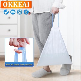 OKKEAI Small Bin Liners 5 L with Drawstring Bin Bags White Waste Bin Suitable for Bathroom, Toilet, Pack of 90 Bin Liners with Drawstring
