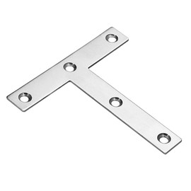 TERF® 8 Pcs Zinc Plated Steel 100mm X 100mm Flat '' T '' Shape Angel Corner Brace Bracket Joining Fixing Self Support Repair Mending Plates with Fixing Screw