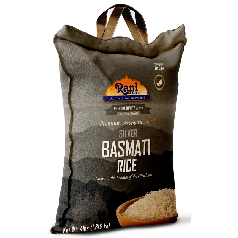 Rani Silver White Basmati Rice Extra Long Aged 4-Pound Bag,