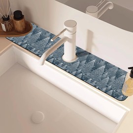 Christmas Forest Sink Faucet Absorbing Mat Pine Spruce Sink Splash Guard Faucet Mat Draining Mat Fast Drying Sink Protectors for Kitchen and Bathroom 5.5"×24"