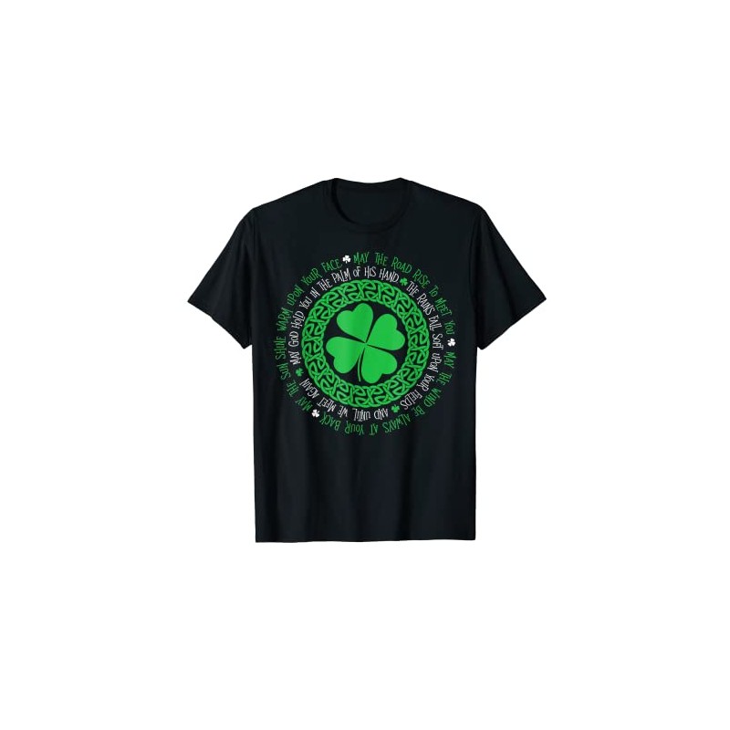 Irish Blessing Celtic Knot 4 Leaf T-Shirt, black