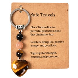 Natural Healing Crystals Keychain – A Thoughtful Gift for Life's Transitional Moments, New Beginnings, Anxiety Relief, Farewells & Celebrations Graduation, Promotion,Retirement – (Safe Travels)