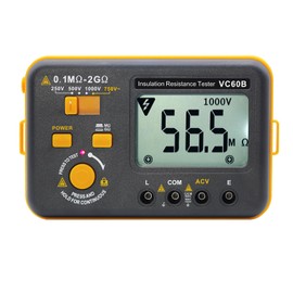 VC60B Digital Insulation Resistance Tester, Electrical Megaohm Meter with 250V/500V/1000V Test Voltage Testing Insulation Resistance IR 0.1MΩ~2GΩ, Multimeter Measure AC Voltage