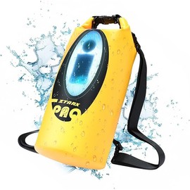 LexonElec x ZTARX Waterproof Dry Bag, 20L Roll Top Dry Sack with Solar Charging & Bluetooth Speaker & LED Light, Floating Backpack Keep Things Dry for Kayaking, Climbing, Camping, Seaside - Yellow